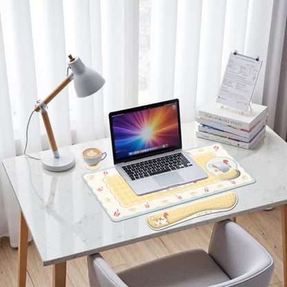 Cute Dogs Desk Mat Set Cozy Cartoon Room Large Mouse Pad with Wrist Rest 4-in-1 Desk Mat for Desktop Ergonomic Computer Desk Arm Wrist Anti-Slip Computer Ergonomic Mouse Pad Home Office Gaming - color: Cute Dogs, size: 34.5" x 15.7"