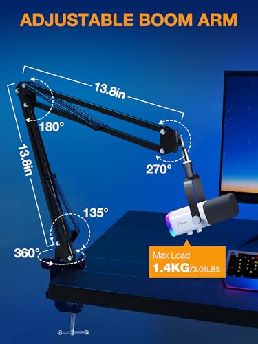 QuadCast Boom Arm, Mic Arm for Blue Yeti HyperX QuadCast SoloCast Fifine AM8 and Most Microphone, Mic Stand Desk with 3/8" to 5/8" Adapter by SUNMON - color: Mic Boom Arm