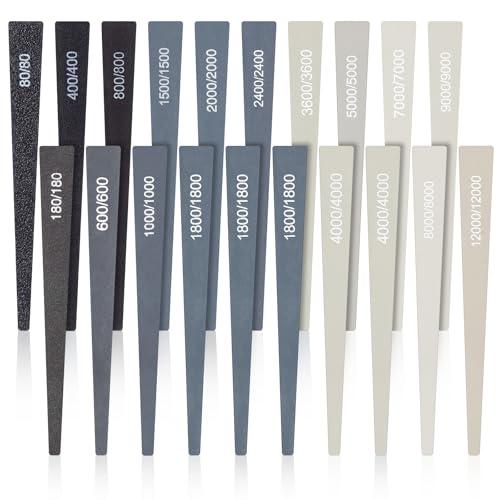 Honoson 20 Pcs Sanding Sticks for Plastic Models 3D Print Polishing Sticks Assorted Metal and Wood Sanding Tools Accessory for Model Craft Amateur Beginner(Low Grits and High Grits,Groovy Style) - style: Groovy Style