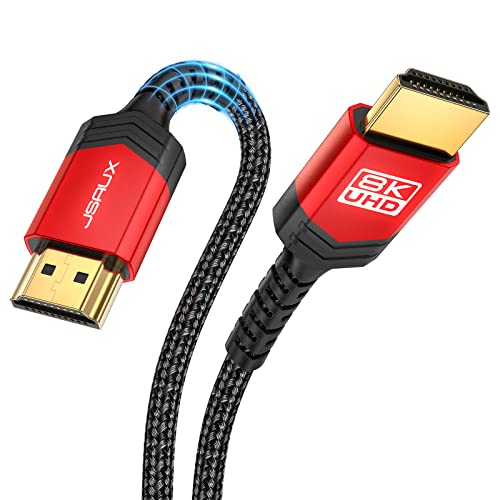 JSAUX Short HDMI Cable 3FT 2-Pack HDMI 2.1 48Gbps 10K, 8K@60Hz 4K@120Hz 3D | Ultra High Speed HDMI 2.1 Cord, 7680x4320, eARC HDR10 HDCP 2.2 2.3 3D, Compatible with PS5 PS4 X-Box Roku TV HDTV LG QLED 4K - color: Red, size: 3.3ft