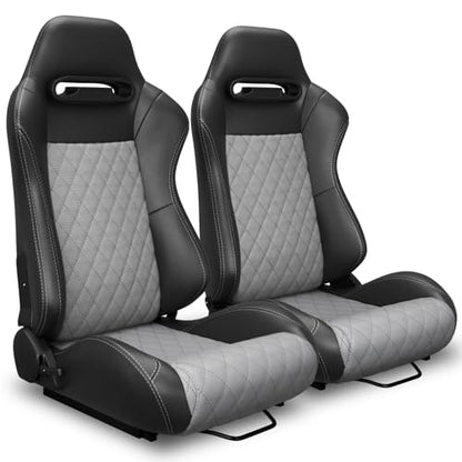 2 Pcs Adjustable Universal Racing Seats with Double Sliders, Reclinable Bucket Seats Plaid, 1 Pair of Sport Seats for Vehicles (Black T) - color: Black T