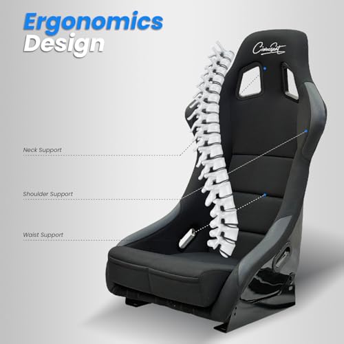 Racing Simulator Cockpit with Monitor Mount and Strong Fiberglass with LOGO Bucket Seat, Racing Wheel Stand Compatible with Fanatec, Thrustmaster, Logitech, Moza Racing Games on PS5, PS4, Xbox and PC - color: Cockpit+Black LOGO Seat