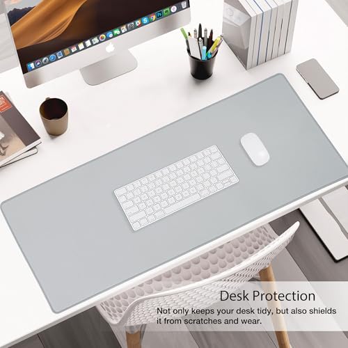 ALOANES Non-Slip Extended Mouse Pad Office&Home Desk Mat Stitched Edge | Light Gray Large Waterproof Mousepad for Keyboard, Computer Game 27.6"x11.8"x0.12" - color: Light Gray, size: 27.6L x 11.8W inches