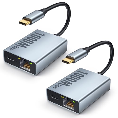 ELECTOP 1000Mbps Ethernet Adapter for Chromecast with Google TV, USB Type C to RJ45 Gigabit Ethernet Network Adapter Compatible with Google TV Chromecast HD/4K 2 Pack - color: Black 1000 Mbps USB Type C Ethernet Adapter 2 Pack