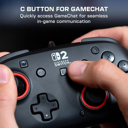 Turtle Beach Rematch Wired Gaming Controller, Nintendo Switch 2, Lite, OLED | Hall-Effect Thumbsticks, 2 Mappable Buttons, Audio Jack, C-Button for Game Chat, Licensed for Nintendo Switch 2, Black & Red - color: Black
