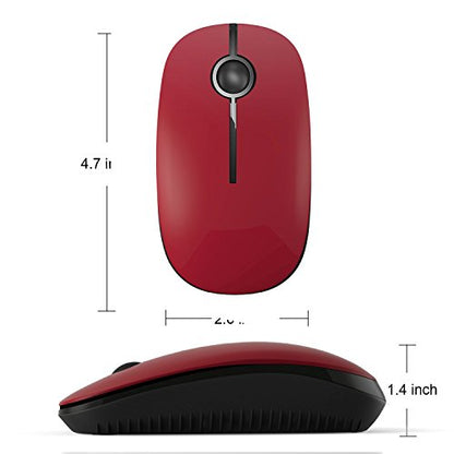 VssoPlor Wireless Mouse, 2.4G Slim Computer Laptop Mouse, Black and Red | Portable Mouse, Plug & Play USB Nano Receiver, Quiet Silent Optical Mice for Notebook, PC, Laptop, Computer, Windows, Mac - color: Black and Red