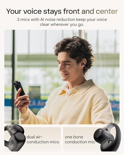 SHOKZ OpenDots 2 Open-Ear Clip-On Earbuds with Upgraded Dolby Audio, 3-Mic Clear Calls, Rich Bass, Up to 40 Hrs of Audio, Wireless Charging, Interchangeable Left/Right Earbuds, IP57, Bluetooth 6.1 - color: Black