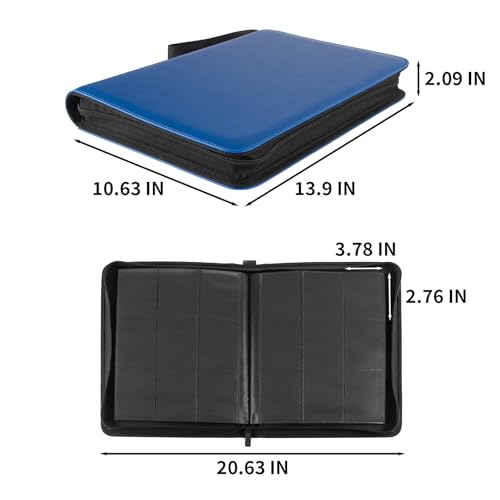 Prilino Ringless Trading Card Binder, 9 Pocket, 432 Storage Capacity, Blue | Premium Double-Sided PU Leather & Side Load Design, Smooth Page Turning, Tight Zip Closure, Conveniently Fits Sleeved Cards - color: Blue
