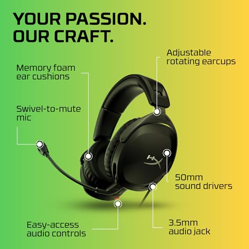 HyperX Cloud Stinger 2 – Gaming Headset, DTS Headphone:X Spatial Audio, Lightweight Over-Ear Headset with mic, Swivel-to-Mute Function, 50mm Drivers, PC Compatible, Black - color: Black, size: Wired, style: Wired