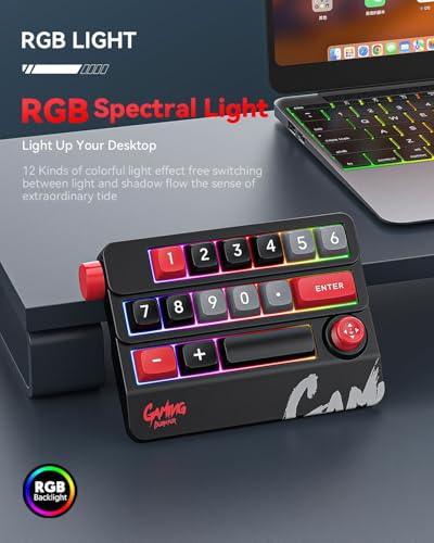 Numeric Mechanical Keyboard with Right Joystick, One Handed Keyboard Fully Programmable for Knobs and Keys, Rocker Knobs for OSU Keypad, Hotswap Keypad with RGB - color: Black