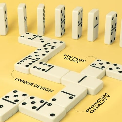 Mega Large 3" Dominoes Set for Adults and Kids – Dominoes Double 6 Classic Board Games – Double Six Domino Set with 28 Tiles and Gift Case, Juegos de Mesa (MEGA) - style: MEGA