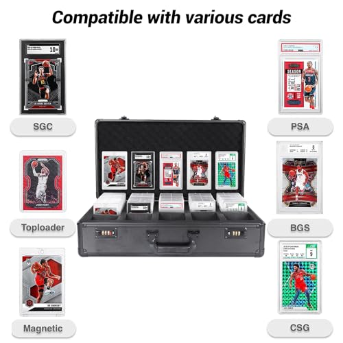 Graded Card Storage Box 5 Slots, PSA/BGS Graded Slabs-Collector Box for Trading & Sports Cards with Coded Lock, Easy to Carry(No Card) - style: 5 SLOTS