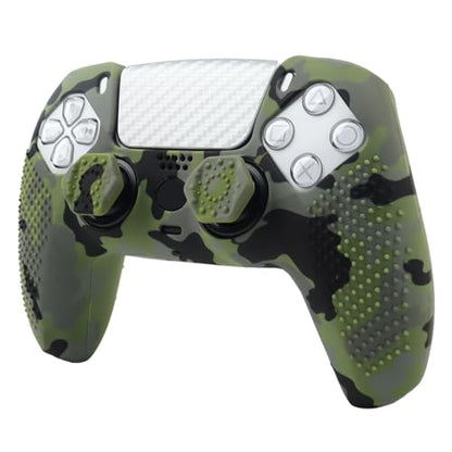 Dark Green Camo Controller Skin Compatible with PS5/Playstation 5 Controller, RALAN Protector Case Cover Customised Thumb Grip - color: Dark Green Camo