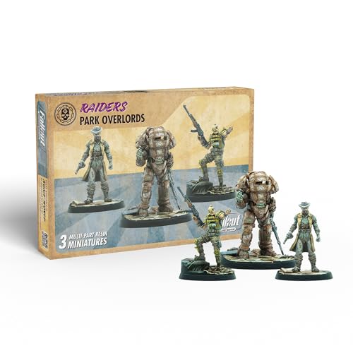 Modiphius: Fallout: Wasteland Warfare - Raiders Overlords - 3 Figures, Nuka World Wave, 32mm Multi-Part Resin Unpainted Miniatures, RPG, Scenic Bases - style: Overlords