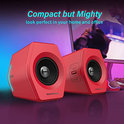 Edifier G2000 32W PC Gaming Computer Speakers for Laptop Mac Desktop Computer Woofer Speakers Bluetooth USB 3.5mm AUX Inputs RGB Lights Multimedia Speakers Red - color: red