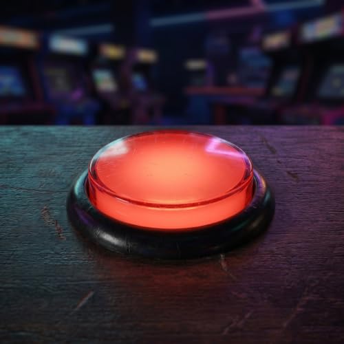 Toyvian 5pcs Red LED Illuminated Arcade Buttons with Crisp Feedback and Easy Installation Plastic Metal Round Flat Surface Replacement for Arcade Machine Control Panel and Machine