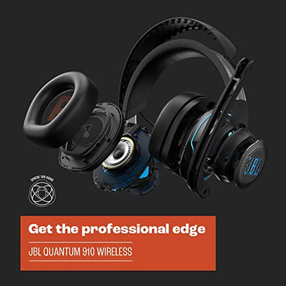 JBL Quantum 910 Wireless - Performance Gaming Headset - Black | Get the professional edge with head-tracking enhanced JBL QuantumSPHERE 360 on your PC, Low latency wireless system - style: JBL Quantum 910 Wireless