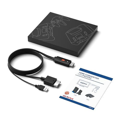 PS2 to HDMI Adapter HD-Link Cable Support ON/Off Switch, Converter PS3 Video Signal to HDMI Signal with True Ypbpr HD Signal Output (100% Improve Video Quality for PS2 and PS3) - style: PS3 HDMI Converter