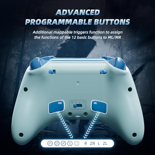 Mytrix Wireless Switch Pro Controllers with Charging Dock, Bluetooth Controller for Nintendo Switch/Lite/OLED with Hall Effect Joysticks & Trigger, Compatible with PC/iOS/Android/Steam (Aqua Blue) - color: Blue