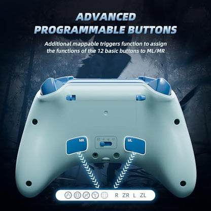 Mytrix Wireless Switch Pro Controllers with Charging Dock, Bluetooth Controller for Nintendo Switch/Lite/OLED with Hall Effect Joysticks & Trigger, Compatible with PC/iOS/Android/Steam (Aqua Blue) - color: Blue