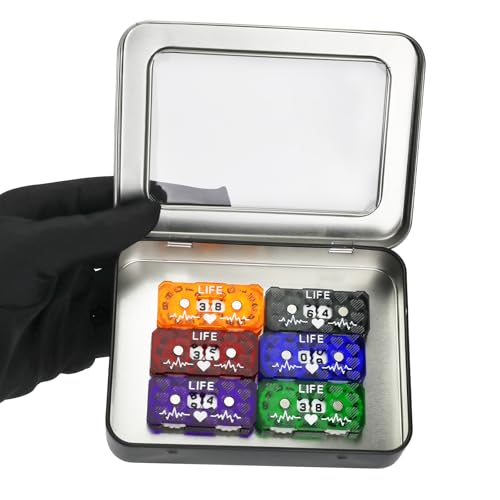 6Pcs MTG Life Counter Double Digits with Metal Box, Health Tracker Life Counter for Collectible Card Games, Compatible with D&D RPG CCG TCG Tabletop Board Games Magic Card Games Accessories - color: A Color-6pcs