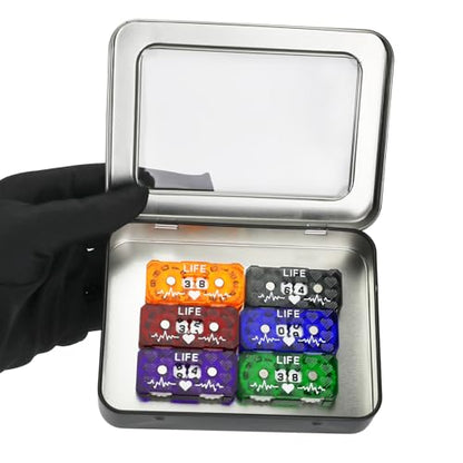 6Pcs MTG Life Counter Double Digits with Metal Box, Health Tracker Life Counter for Collectible Card Games, Compatible with D&D RPG CCG TCG Tabletop Board Games Magic Card Games Accessories - color: A Color-6pcs