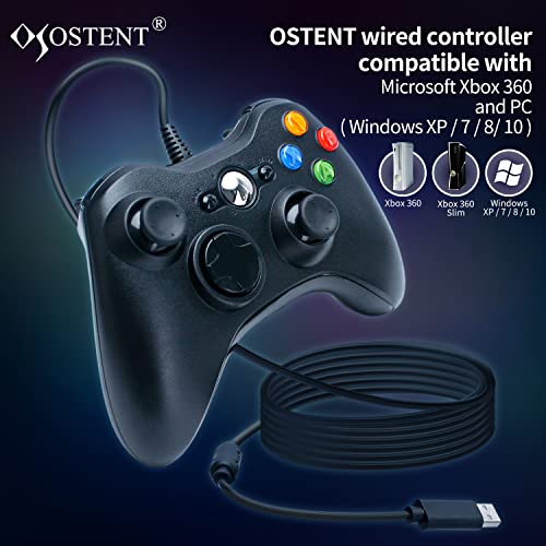 OSTENT Wired USB Controller Gamepad Joystick for Microsoft Xbox 360 Console Windows PC Laptop Computer Video Game Color Black - color: Black