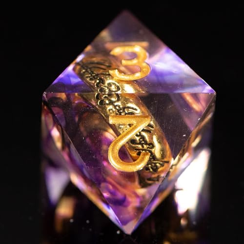 Magic Ring DND Dice Set Resin 7Pcs Dice DND with an Iron Box for DND; COC; Role Playing dice Games and Board Games Gift (Purple) - color: Ring Purple