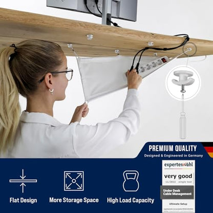 Cable Management net - Under Desk Wire Management - Flexible Under Desk Cable Management Tray White - color: White