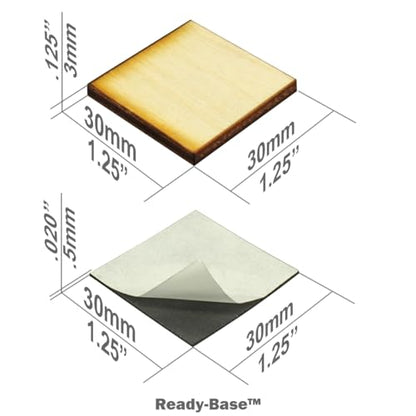 LITKO 30mm Square Ready-Base Kit | Compatible w/Old World | Base + Magnet | Twenty 3mm plywood bases + magnets | Magnetize minis for storage & steel trays | Infantry - style: 30mm Square