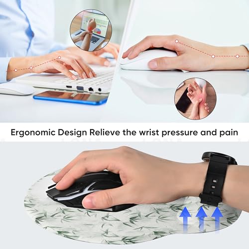 Ergonomic Mouse Pad with Wrist Support,Non-Slip Rubber Base for Computer Laptop & Mac,Lightweight Rest for Home,Office & Travel (Bamboo Leaf) - color: Bamboo Leaf