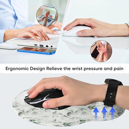 Ergonomic Mouse Pad with Wrist Support,Non-Slip Rubber Base for Computer Laptop & Mac,Lightweight Rest for Home,Office & Travel (Bamboo Leaf) - color: Bamboo Leaf