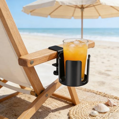 Large Clamp On Cup Holder for Desk, 3.9" Diameter Anti-Spill Drink Holder | Easy Install Clip On Table & Chair Armrest, Desk Accessories for Office, Gaming, Coffee Mugs & Bottles - size: 3.9 Inch, no Hook