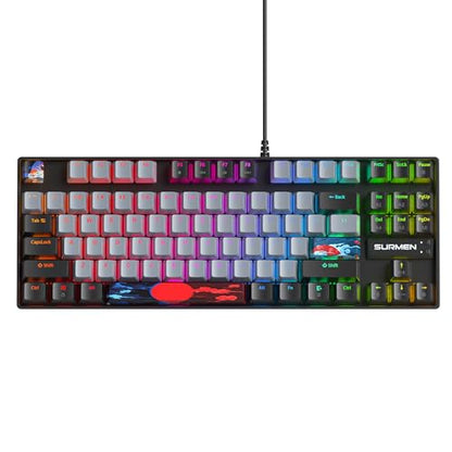 Owpkeenthy 75% Mechanical Gaming Keyboard with Red Switch, RGB Backlit Keyboard, 87 Keys Compact TKL Wired Computer Keyboards for Laptop PC Gamer Xbox PS (Grey/ 87 Red Switch) - color: Grey/ 87 Red Switch