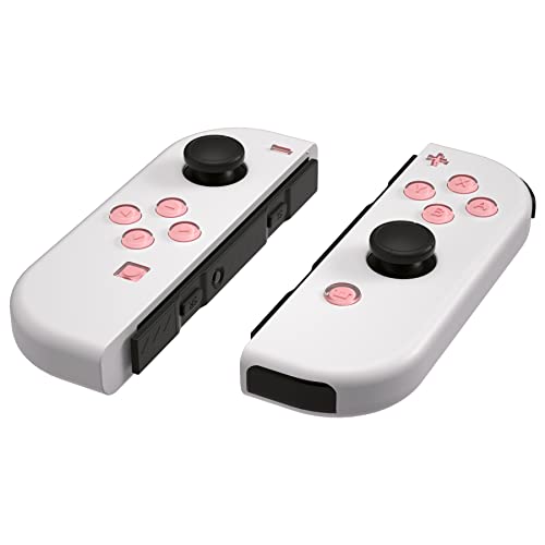 eXtremeRate Replacement Two-Tone Jelly Buttons for JoyCon, Pale Red & Clear w/Symbols Custom Controller ABXY Direction Home Capture + - Keys, DIY Action Face Buttons for Nintendo Switch & Switch OLED - color: Pale Red & Clear