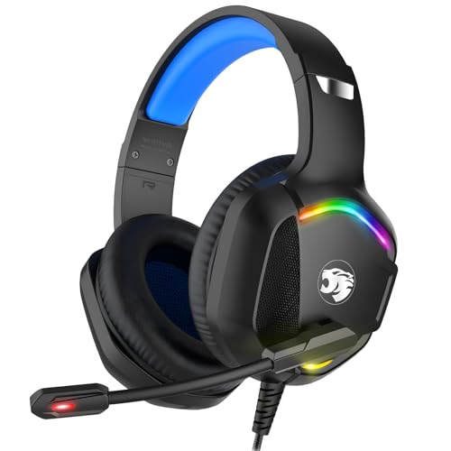 IMYB A36 Gaming Headset with Mic Stereo Headphones for Pc PS5, Xbox | RGB Wired Over-Ear Noise Cancelling for Xbox Series X/S, PS4, Nintendo Switch, Computer, Laptop, Mac - color: Blue