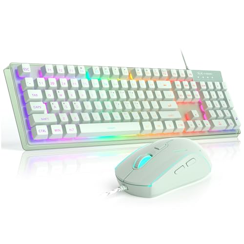 Gaming Keyboard and Mouse Combo, K1 RGB LED Backlit Keyboard with 104 Key Computer PC Gaming Keyboard for PC/Laptop (Green) - color: K1 green