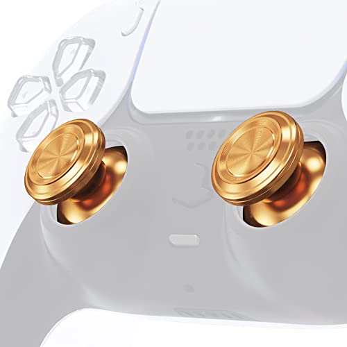 eXtremeRate Custom Gold Metal Thumbsticks for PS5 Controller, Replacement Aluminum Analog Stick Joystick for PS4 Controller - color: Gold