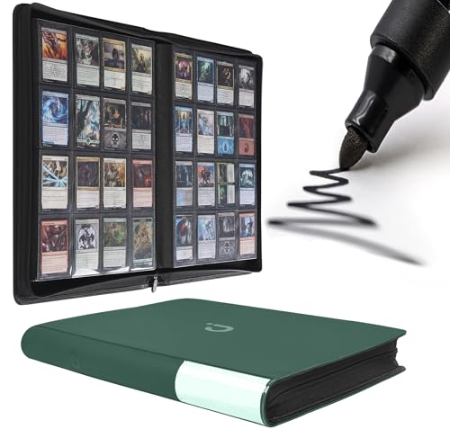 D DACCKIT Card Binder 16 Pocket - Fits 1024 Cards，4X4 Ringless Card Album with Sleeves for Trading Cards & Sports Cards（Model A，Blackish Green） - color: Blackish Green