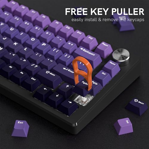dagaladoo Double Shot PBT keycaps Purple, Cherry Profile Keyboard Keycaps | 138-keys Gradient key caps full size,Custom keycaps for 60% 65% 75% 100% Cherry-MX switch Mechanical Keyboard - color: Gradient Purple