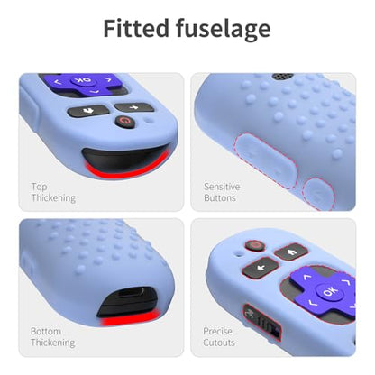 Silicone Cover for Roku Voice Remote Pro 2nd Ed. Roku Remote Control RCB1R Protective Silicone Case Sleeve Shockproof Skin for Roku Remote with Lanyard (Glow Blue) - color: glow blue