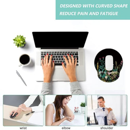 Mouse Pad with Wrist Support, Ergonomic Mouse Pad with Memory Foam Wrist Rest Cushion, Non-Slip Rubber Base Gaming Mice Pad for Home Office Computer Laptop, Flowers Grass - color: Flowers grass