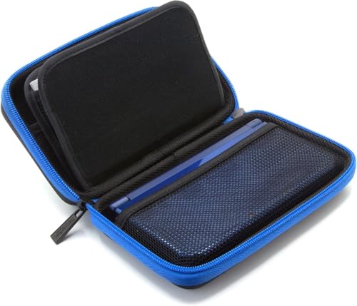 ButterFox Hard Carrying Case for New Nintendo 2DS XL and 3DX XL + Large Stylus, Fits Wall Charger, 24 Game Cartridge Case Holder, Large Accessories Pocket - Black + Blue