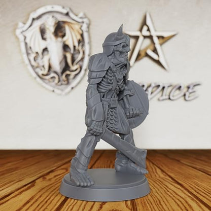 AUSPDICE Fantasy Tabletop RPG Miniature: Unpainted 28mm Skeleton Warrior for DND Campaigns, Customizable Undead Figure for Dungeon Encounters & Army Building-AS125