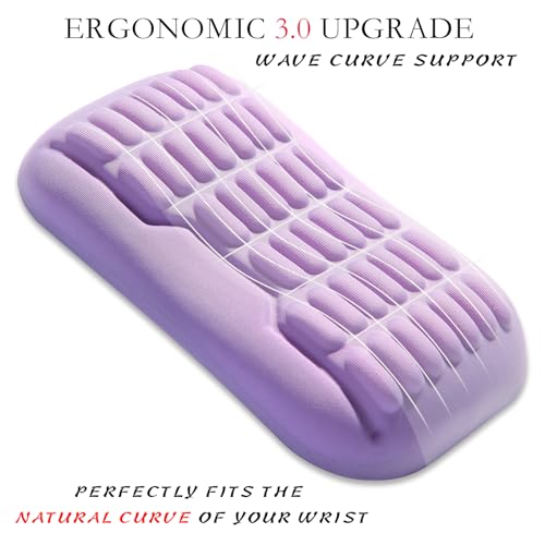 UnivoColors Ergonomic Mouse Wrist Rest,Latest 3.0 Wave Curve Design,High-Resilience Memory Foam Non-Slip Base,Reduces Wrist Fatigue,Ideal for Office Gaming & Long Hours of Use(Lavender) - color: Lavender, style: Mouse Wrist Pad