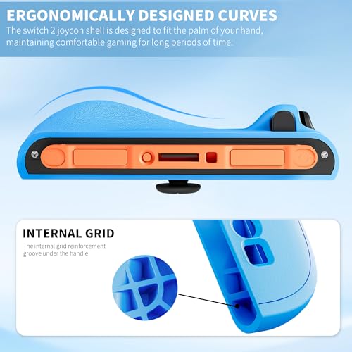 PAWDIARY Switch 2 Controller Case Silicone Softshell, [2 Pieces] Frosted Switch 2 2025 Grip Cover Protector and 2 Thumb Caps, Comfort Handheld Controller Skin Accessories - Red&Blue - color: Red-Blue
