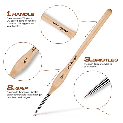 Golden Maple Miniature Paint Brushes, 15PC Model Brushes Micro Detail Paint Brush Set, Fine Detailing for Acrylics, Oils, Watercolors & Paint by Number, Figurine (Wooden) - color: Wooden