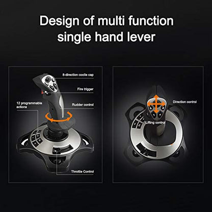 Flight Simulator Controls Joystick,PC Joystick,Flight Stick,PC USB Game Controller with Vibration Function and Throttle Control, Wired Gamepad Flight Stick for TV PC Computer Laptop, Windows xp/7/8/10