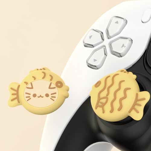 PlayVital Cute Thumb Grip Caps for Nintendo Switch 2 Pro, Switch Pro Controller, Joystick Caps Cover for ps5, Edge, ps4, Xbox Series X/S, Xbox One, Elite Series 2 Controller - Taiyaki Kitten - color: Taiyaki Kitten