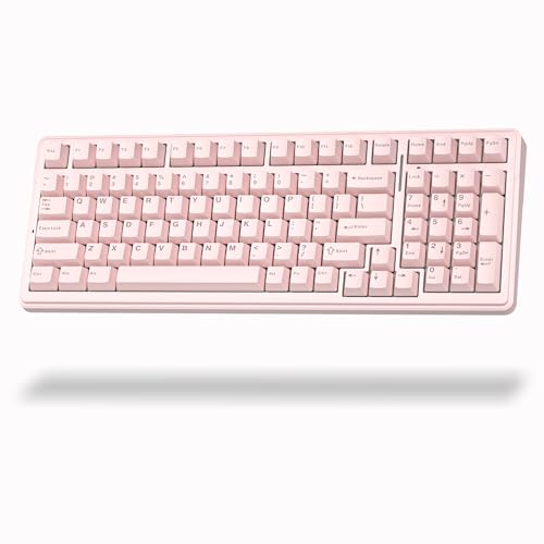Aula F99 Wireless Silent Mechanical Keyboard, Tri-Mode 2.4GHz/BT5.0/USB-C, Hot Swappable Custom Keyboard, Pre-lubed Linear Switches, Gasket Structure RGB Backlit, Pink Gaming Keyboards for PC/Laptop - color: Pink